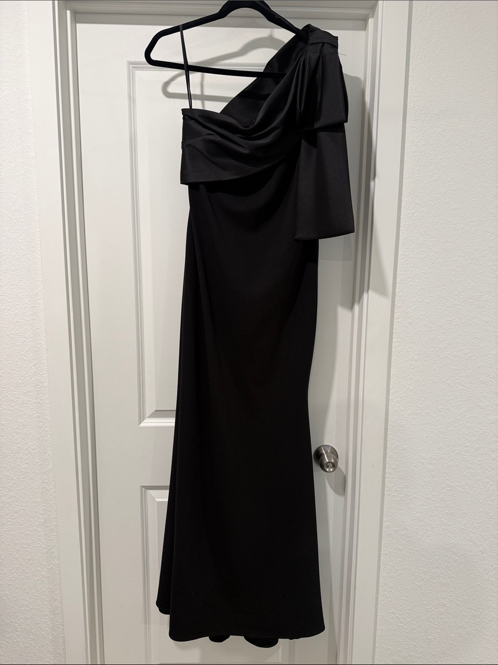 BETSY & ADAM- One-Shoulder Draped Evening Gown- 10